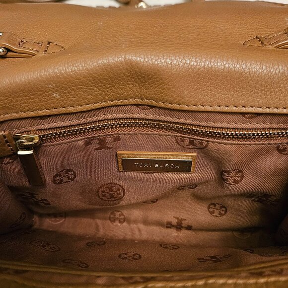 Tory Burch Tan Crossbody Marion Whipstitch Flap Bag 8" x 6" - Picture 5 of 9